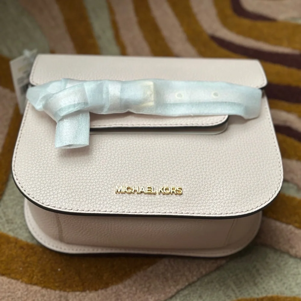 Michael Kors Emilia Small Leather Crossbody Bag-Powder Blush